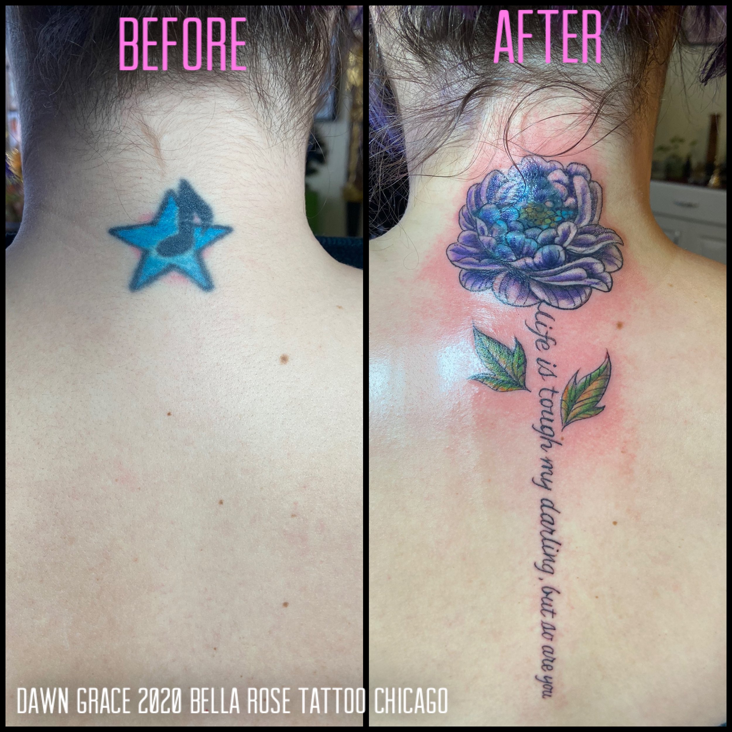 Cover up of a name by a Rose Tattoo done at Xpose Tattoos Jaipur