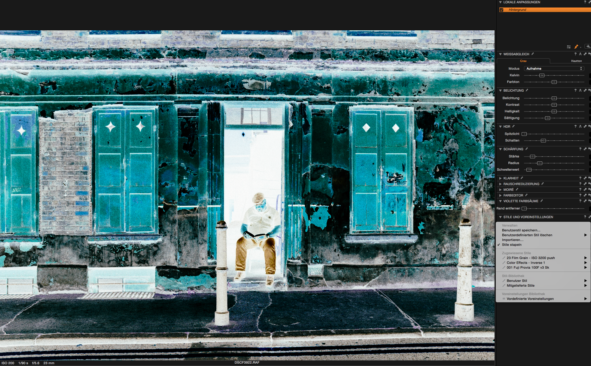 Fuji Provia, C1 style Invert, Film Grain ISO 3200 push