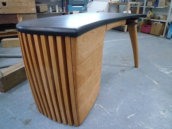 Desk for Hancocks, jewellers, London at the studio/workshop near completion