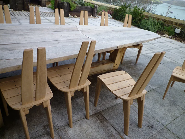 Sail Chairs for Sail Tables - created in oak with A4 grade stainless steel fittings