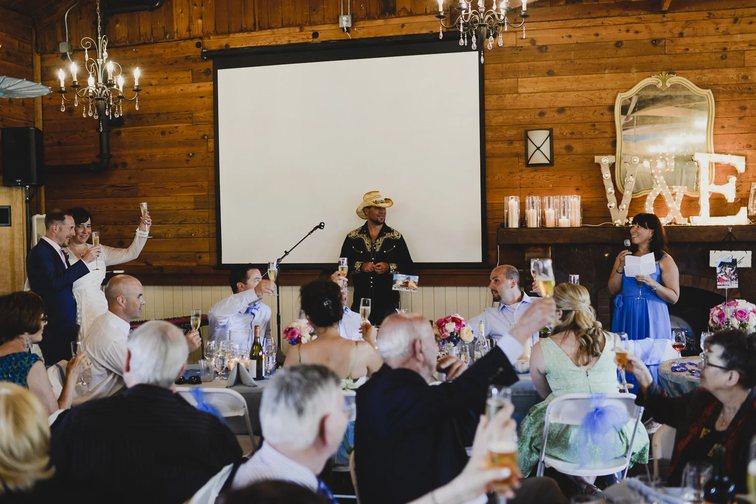The maid of honor giving her toast.