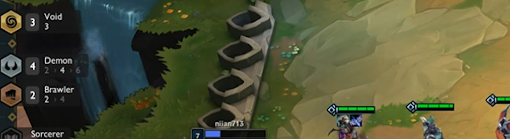Synergies display as bronze, silver, or gold depending on their level.