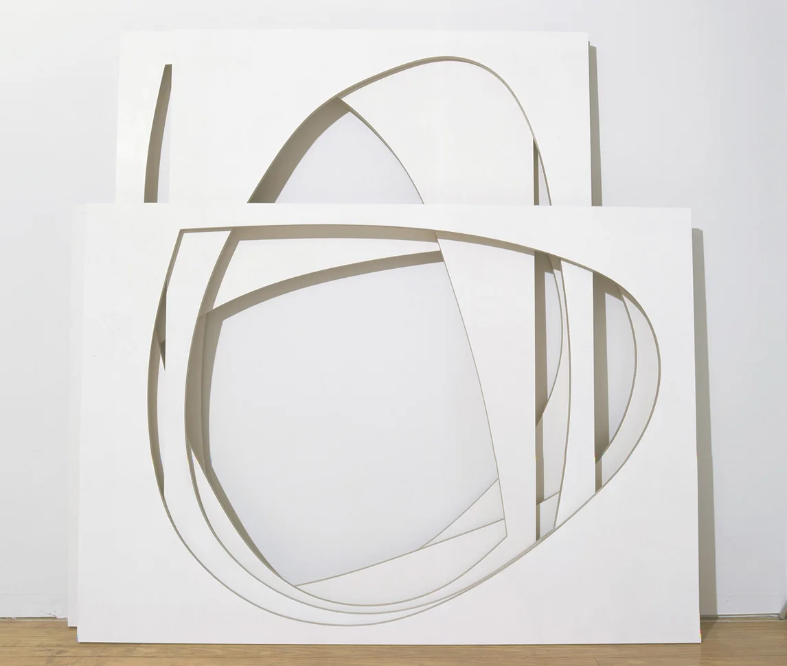 Revolera, 2003. Gesso on plywood (5 reclining panels) 68 x 71 x 8"