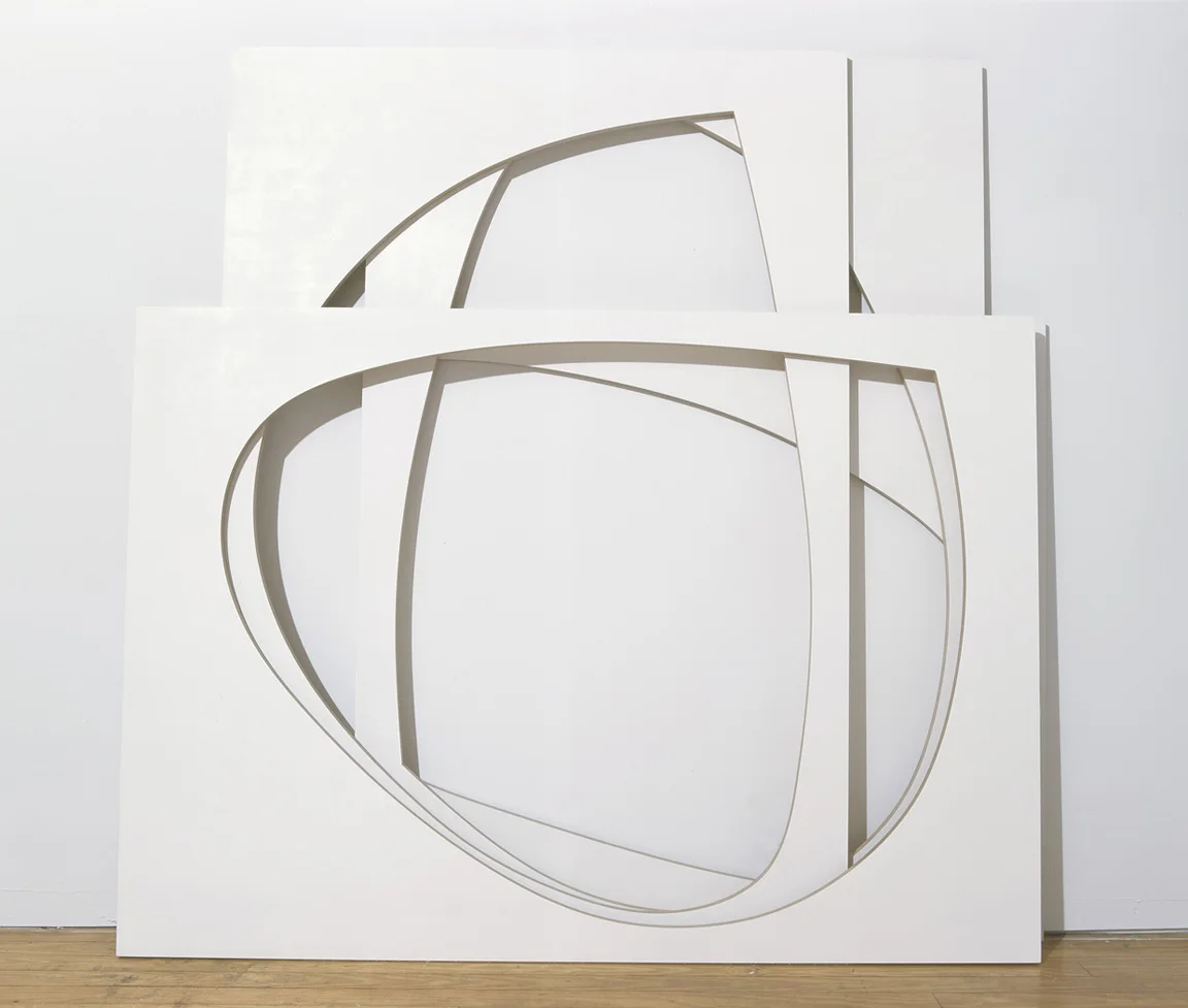 Molinete, 2003. Gesso on plywood (4 reclining panels) 68 x 72 x 7"