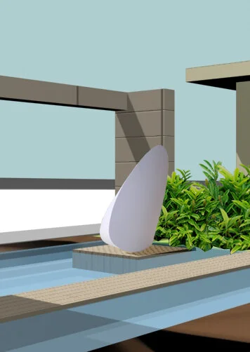 Project for a reflecting pool. Private residence.