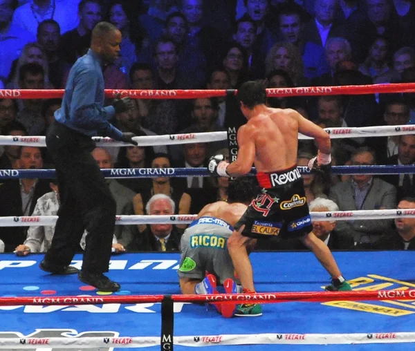 Juan Manuel Marquez knocks out Manny Pacquiao in the sixth round of their fourth match at the MGM Grand Arena in Las Vegas, Nevada, Dec. 8, 2012. (©2012 AJPress Photos Robert Macabagdal)