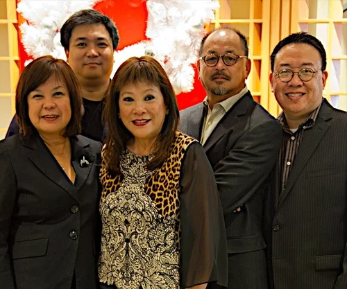 THE FOUNDERS AT A RECENT COMMUNITY HOLIDAY EVENT IN SAN FRANCISCO. FROM LEFT: GEMMA NEMENZO, F.M. RICARTE, MONA LISA YUCHENGCO, RENE CIRIA-CRUZ AND RAYMOND VIRATA.