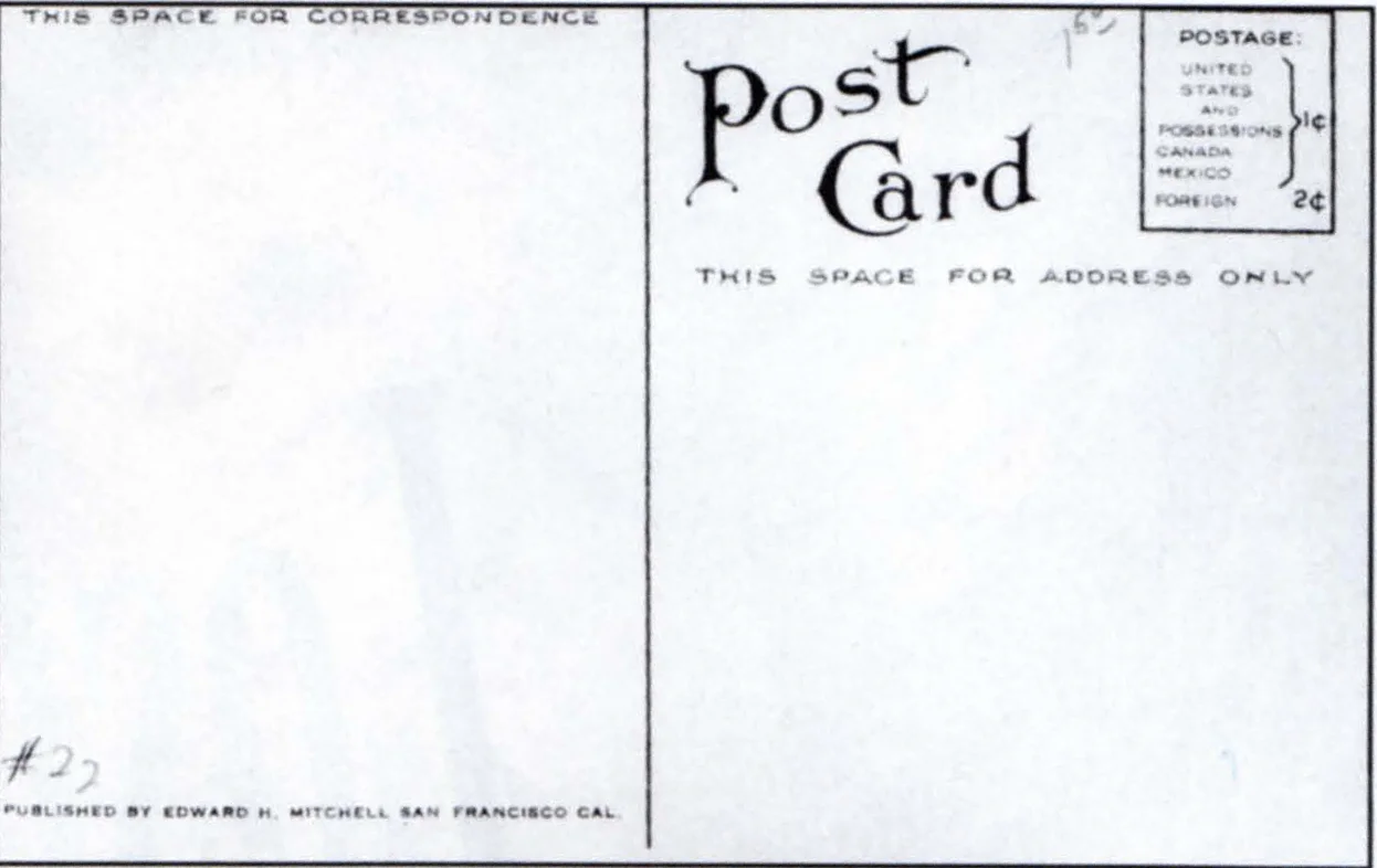 Back side of postcards with art noveau fonts