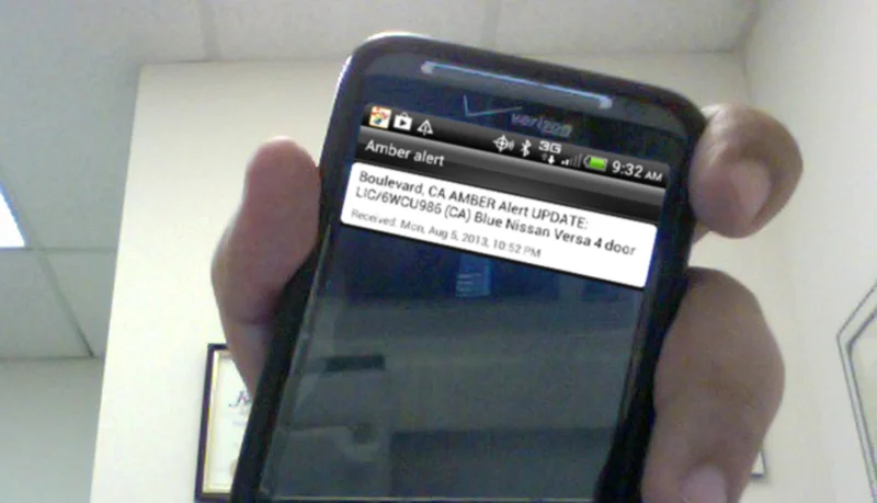 One of Fernandez's inventions: the local emergency alert for cell-phone users (Photo by Raymond Virata)
