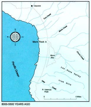 Map depicting Morro Bay at the time of the Great Ice Age