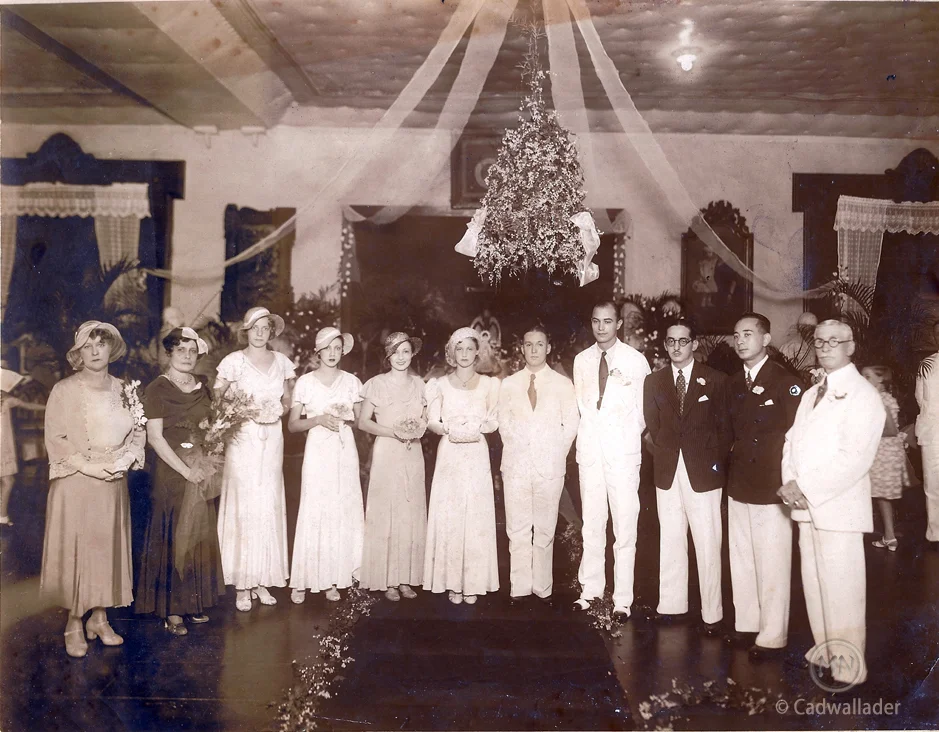 Bill and Billie Cadwallader's wedding at the Manila Polo Club, circa 1932