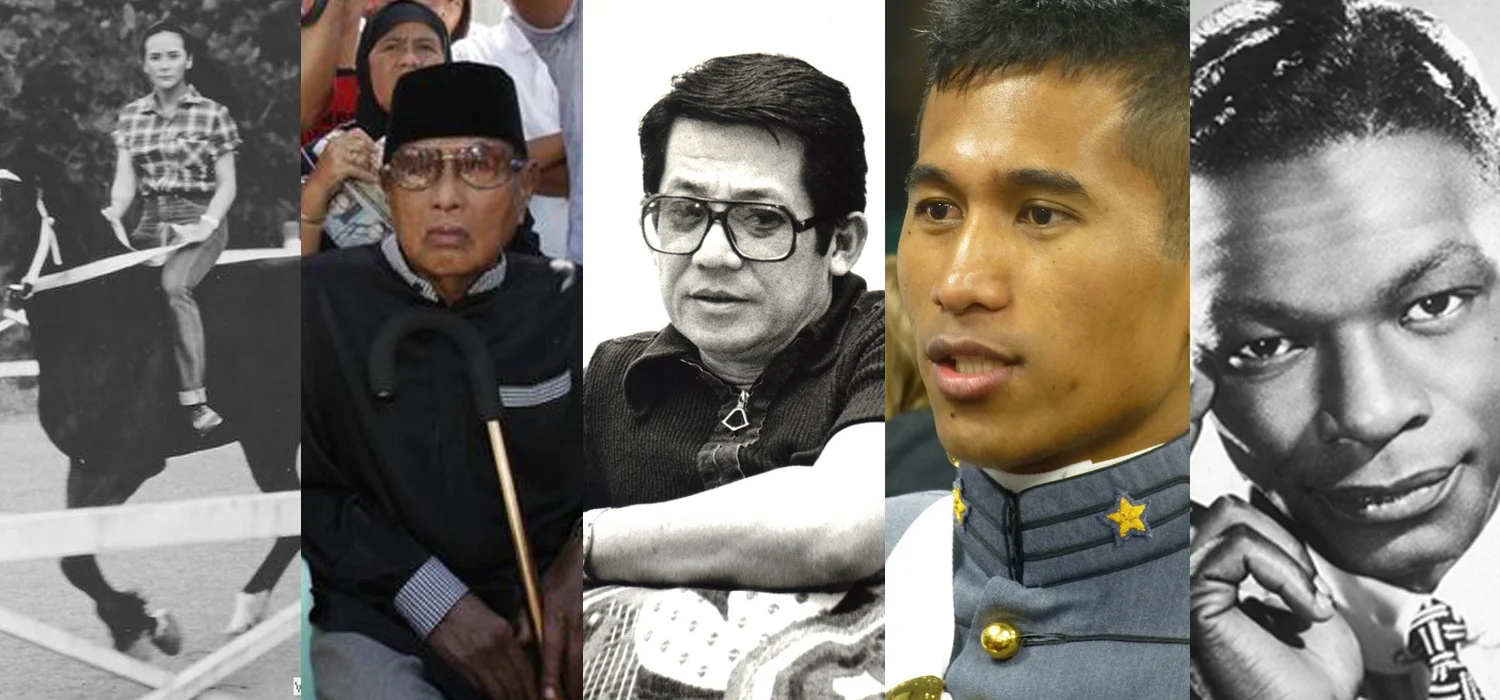  (L-R) Lotis Key (source: lotiskey.com) , Sultan Jamalul Kiram III (source: Reuters) , Sen. Benigno Aquino, Jr. (photo courtesy of Ken and Lupita Kashawihara) , Floren Herrera (photo by Criselda Yabes) and Nat King Cole (source: biography.com)