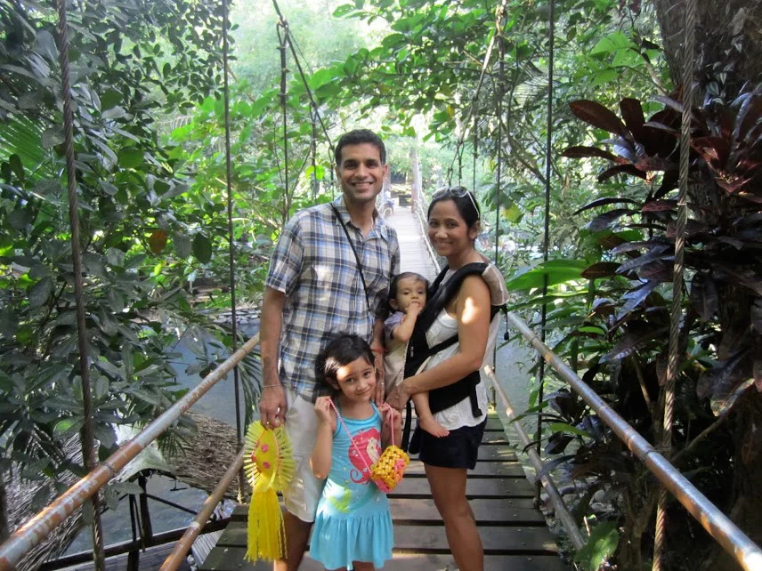 Literally showing our girls how lucky they are to cross the bridge and learn more about their roots in Pangil, Laguna, Philippines. (Photo courtesy of Regina Manzana-Sawhney)