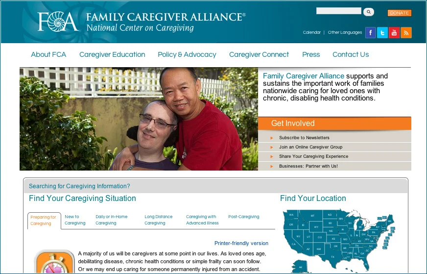 Family Caregiver Alliance website (Source: www.caregiver.org)