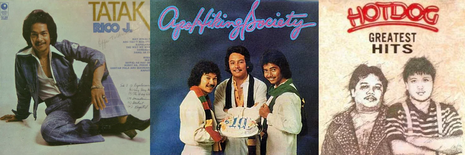 (L-R) Rico J. Puno (Source: edrlopez.blogspot.com), Apo Hiking Society (Source: ferddiemendoza.blogspot.com) and the Hotdog band (Source: metrokelan.com)