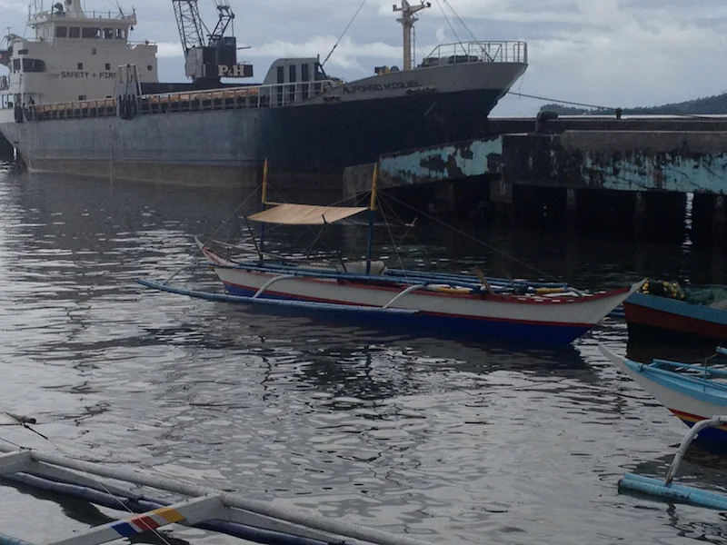 Mang Dionisio's newly painted banca (Photo courtesy of Stella Siat)