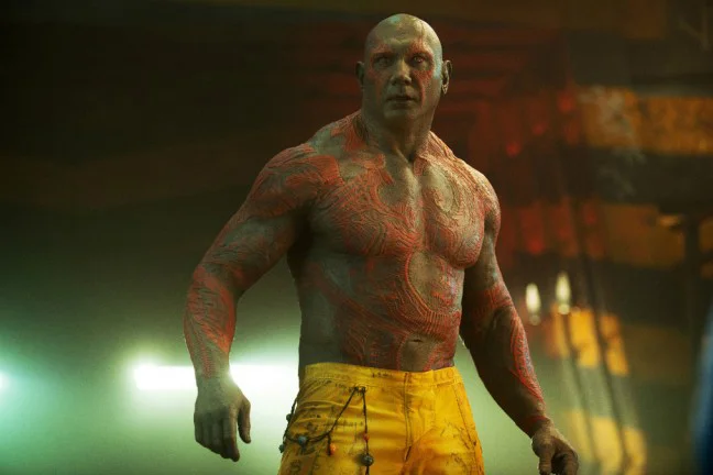 Dave Bautista as Drax the Destroyer in “Guardians of the Galaxy.” (Photo credit: Marvel Studios)