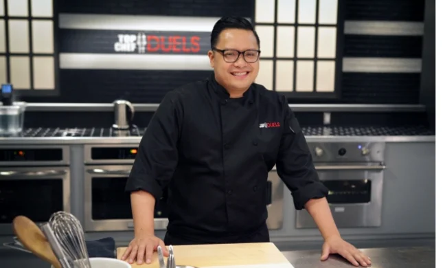 Dale Talde on the set of “Top Chef Duels.”