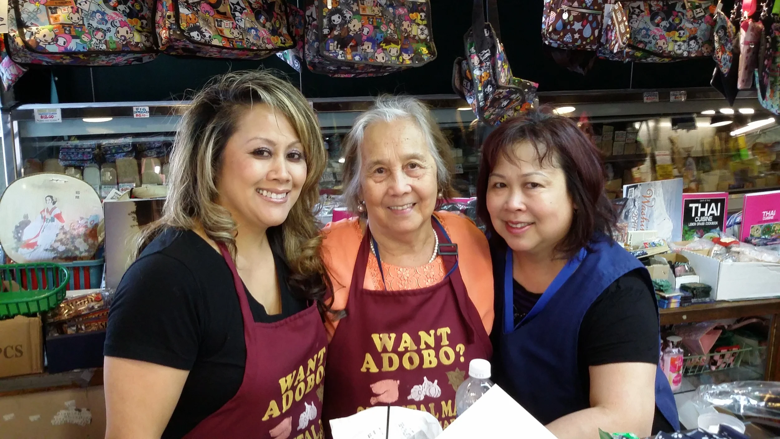 The Apostol women rule at Oriental Mart: from left to right, Joy Apostol Mori, Milagros Guacen Apostol, and Leila Apostol Rosas. (Photo by Elias M. Ferrer)