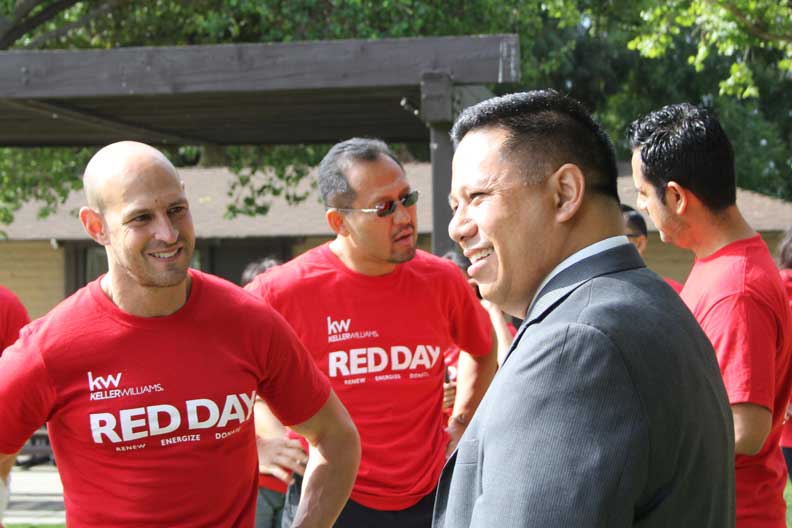 Mayor Pulido at KellerWilliams' "Red Day," an annual day of service of the realty company (Photo courtesy of the City of Cerritos)