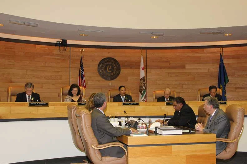 Mayor Pulido comments during a Cerritos city council session (Photo courtesy of the City of Cerritos).