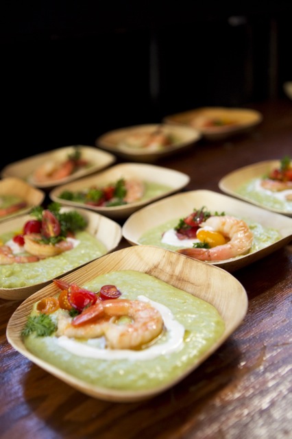 "Green Lugaw Served Cold" prepared by Chefs Irbille Donia and Justin Legaspi had a spinach base and edible flower garnish (Photo courtesy of Ron Quesada)