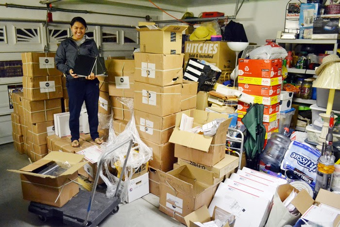 Angelia at her "office" (her garage) (Source: passionplanner.com)
