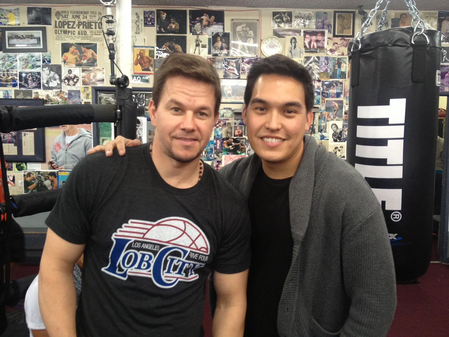 Actor Mark Wahlberg with Moore at Wildcard Boxing Gym (Photo courtesy of Ryan Moore)