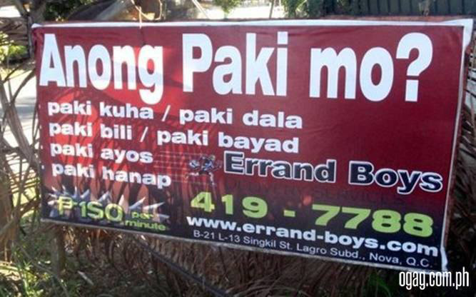"Anong Paki Mo?" Errand Boys (Source: facebook.com)