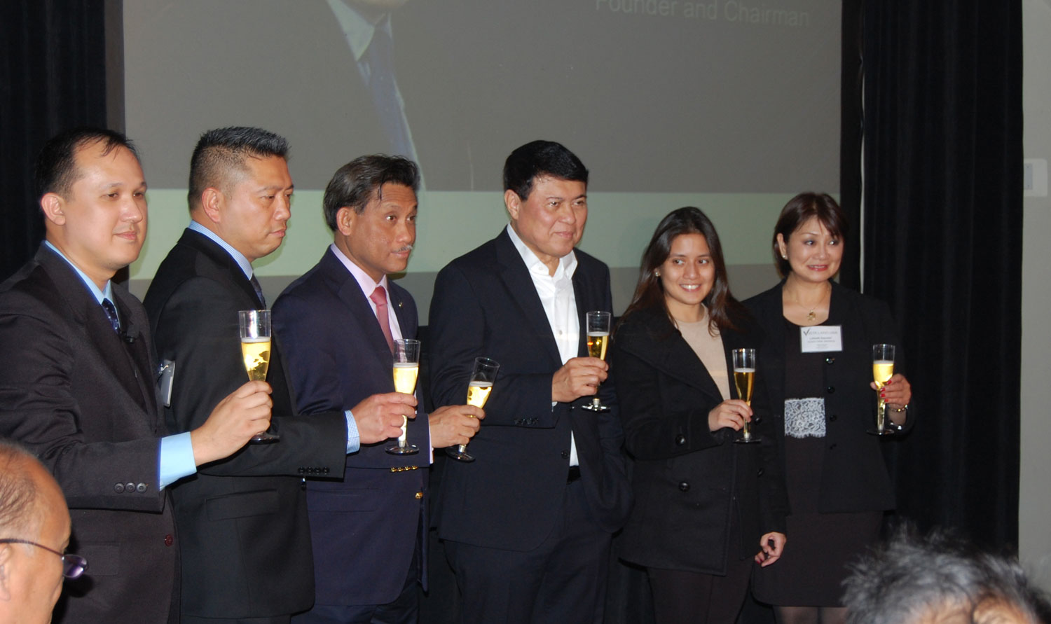 L-R Vista Land's Bong Gutierrez and Nick Laureno, Consul General Henry Bensurto, Senator Manny Villar, Camille Villar, and Vista Land's Lillibeth Estrella (Photo by Raymond Virata)