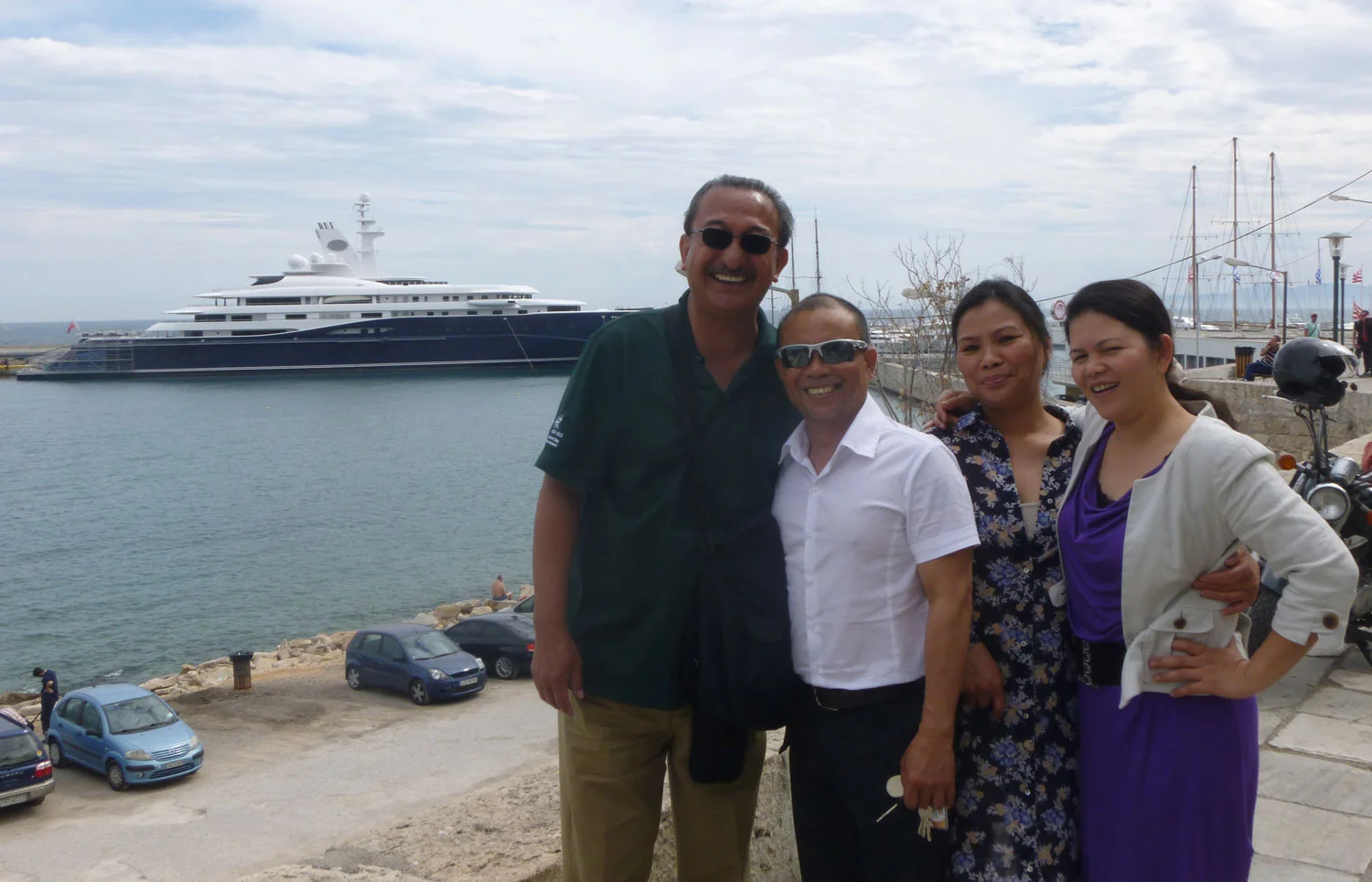 Edward along with his wife Rosemarie, and Rowena&nbsp;later took&nbsp;us on a tour of Athens and also showed&nbsp;us the&nbsp;luxury yacht that&nbsp;he crewed for. &nbsp;It turned that Rosemarie used to be a sailor also and Edward&nbsp;teaches karate and is an avid mountain biker.&nbsp; (Photo courtesy of Albert Romero  )