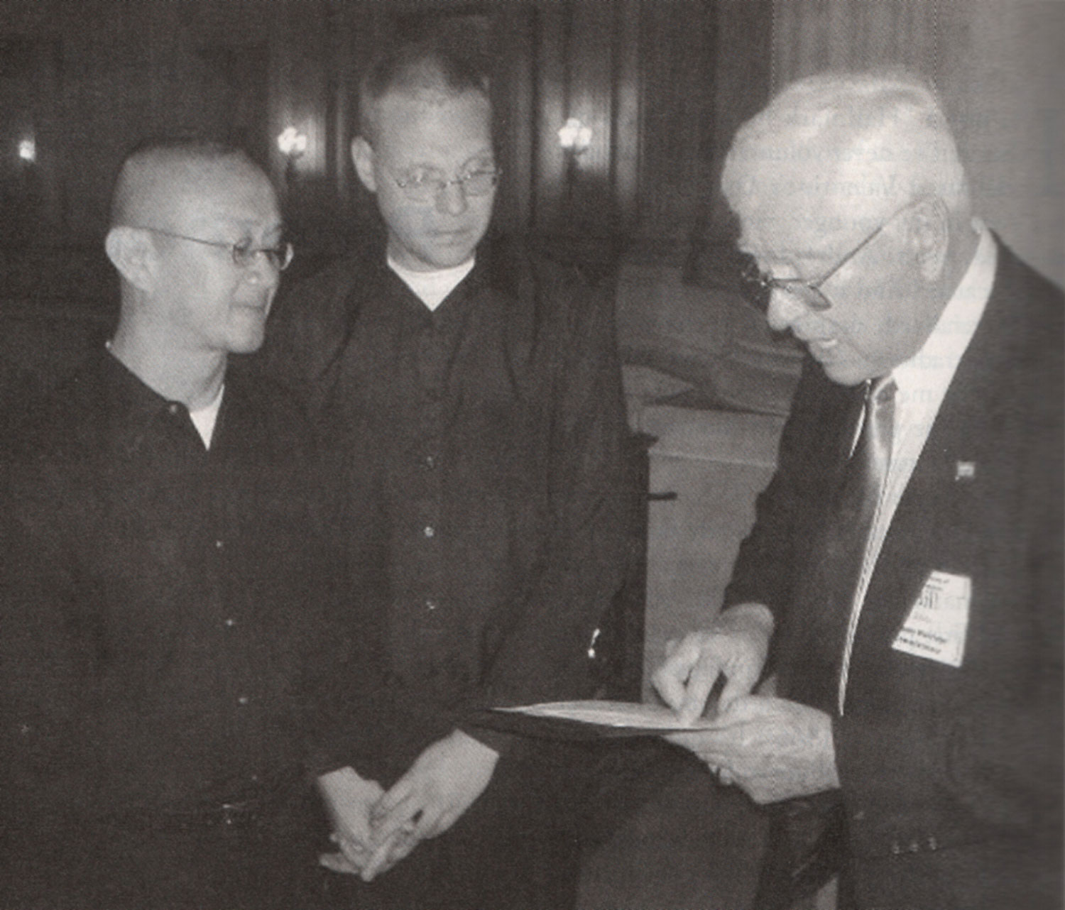 Rene Astudillo (left) and David Anthony Dezern's wedding ceremony (middle) (Source:&nbsp;Filipinas Magazine,&nbsp;June 2004. Photo courtesy of Rene Astudillo and David Anthony Dezern)