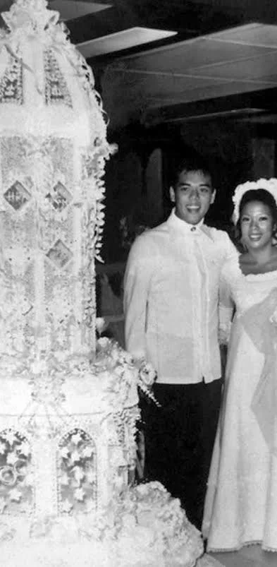 Gloria Y. Nichols created the wedding cake for daughter Maridel Menguito who married Leslie Anama. (Photo provided by Maridel Menguito Anama from the Gloria Nichols' family albums)