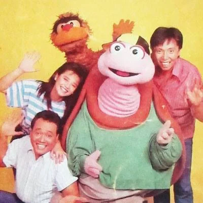 Cover photo of Batibot Cassette Collection, 1988. Clockwise from bottom left: Junix Inocian, Sienna Olaso, Kiko Matsing, Pong Pagong, Bodjie Pascua. (Photo courtesy of Bodjie Pascua)