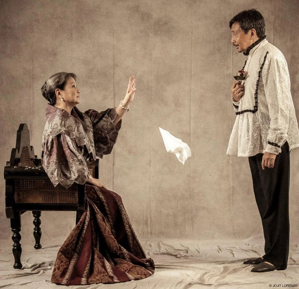 As Tadeo. Publicity shot for the revival of Walang Sugat. Tanghalang Pilipino, 2012. Directed by Carlitos Siguion-Reyna. With Noemi Manikan-Gomez. (Photo courtesy of Bodjie Pascua)
