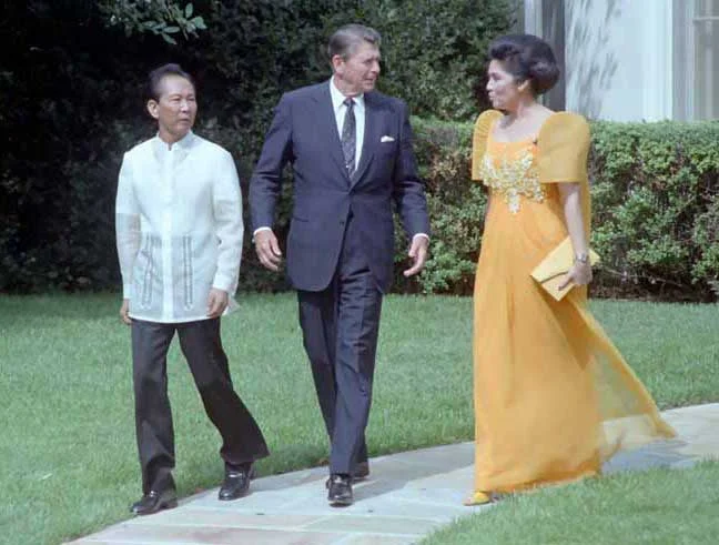 Philippine President Ferdinand Marcos and First Lady Imelda Marcos meet with U.S. President Ronald Reagan at the White House during the state visit in 1982. (Source: Reagan Presidential Library)