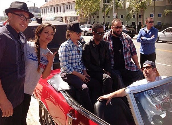 Chef Johneric Concordia, with wife Christine and his celebrity customers David Spade, Chris Rock, Kevin James and Adam Sandler.