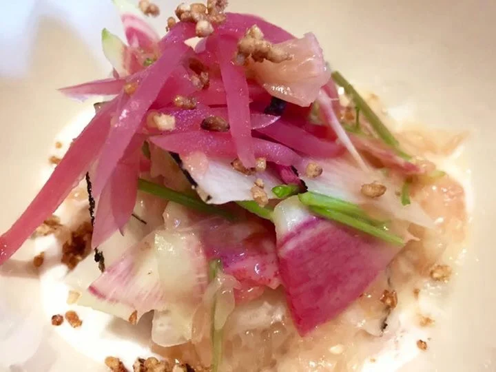 Kilawin - mackerel cured in vinegar and coconut milk, garnished with grapefruit. (Photo by Wilma Consul)