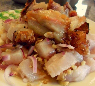 The Happy Home Cook: Kinilaw na Tanigue Topped with Lechon-Style Pork