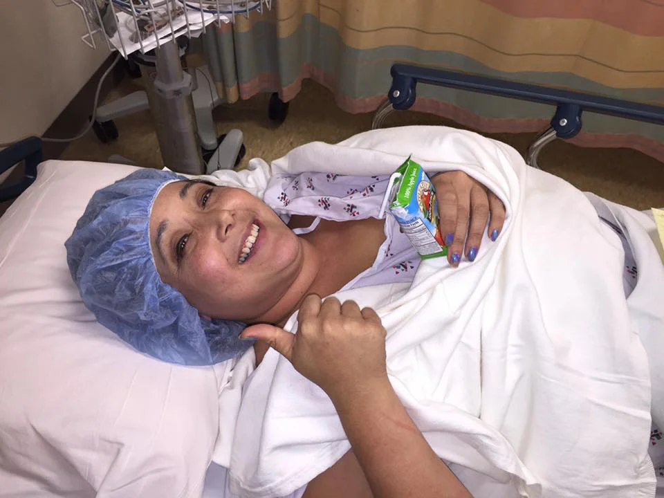Christine at the hospital (Photo courtesy of the Lupus Fo undation of Northern California)