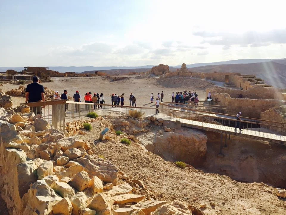 Tour group atop Masada 