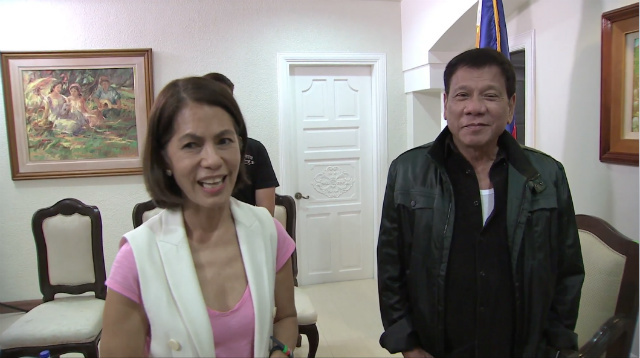 Department of Environment and Natural Resources Secretary Gina Lopez and President Rodrigo Duterte (Source: RTVM/Rappler.com)