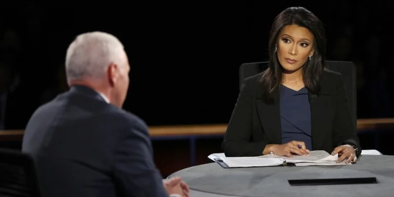Elaine Quijano questions then Vice Presidential candidate Mike Pence (Source: CBSN)
