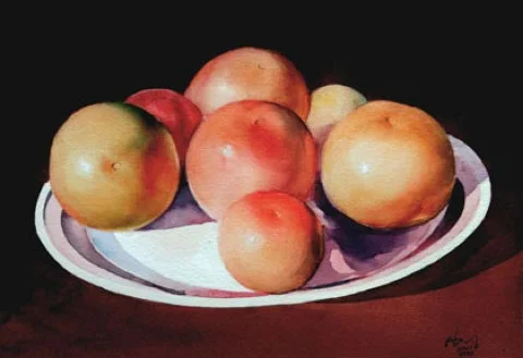 "Ruby Reds," watercolor, 11" x 15", 2001, Angelito de Leon David (Gel and Mabel Ofrasio Collection)