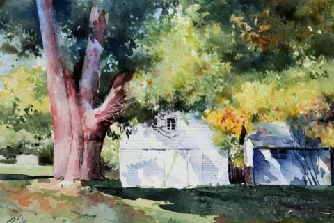 "Pahaquarry Landscape," watercolor, 11" x 15", January 2000, Angelito de Leon David (Artist's Collection)