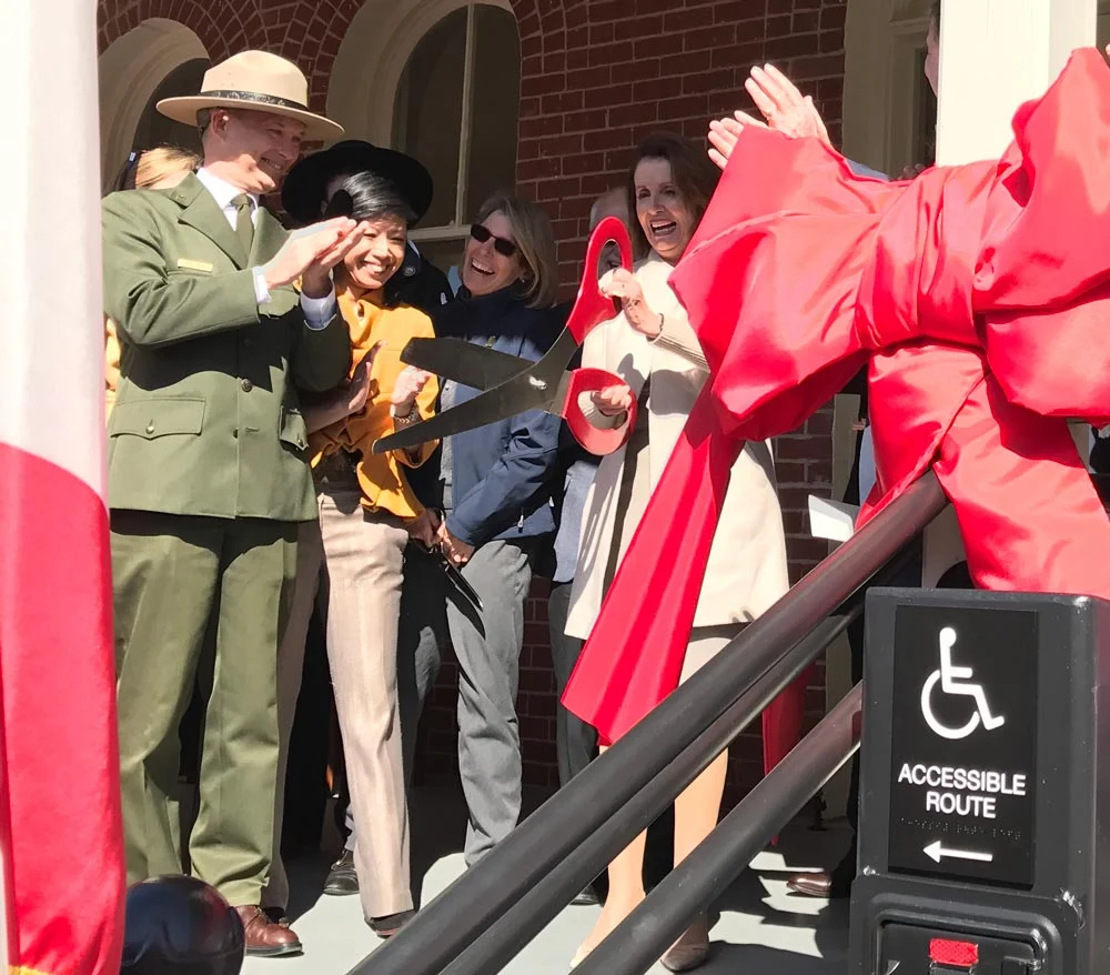 Craig Kenkel, Acting General Superintendent of Golden Gate National Recreation Area, Odette Alcazaren- Keeley, Board of Trustee, Golden Gate National Parks Conservancy, Jean S. Fraser, CEO, Presidio Trust, Democratic Leader Nancy Pelosi