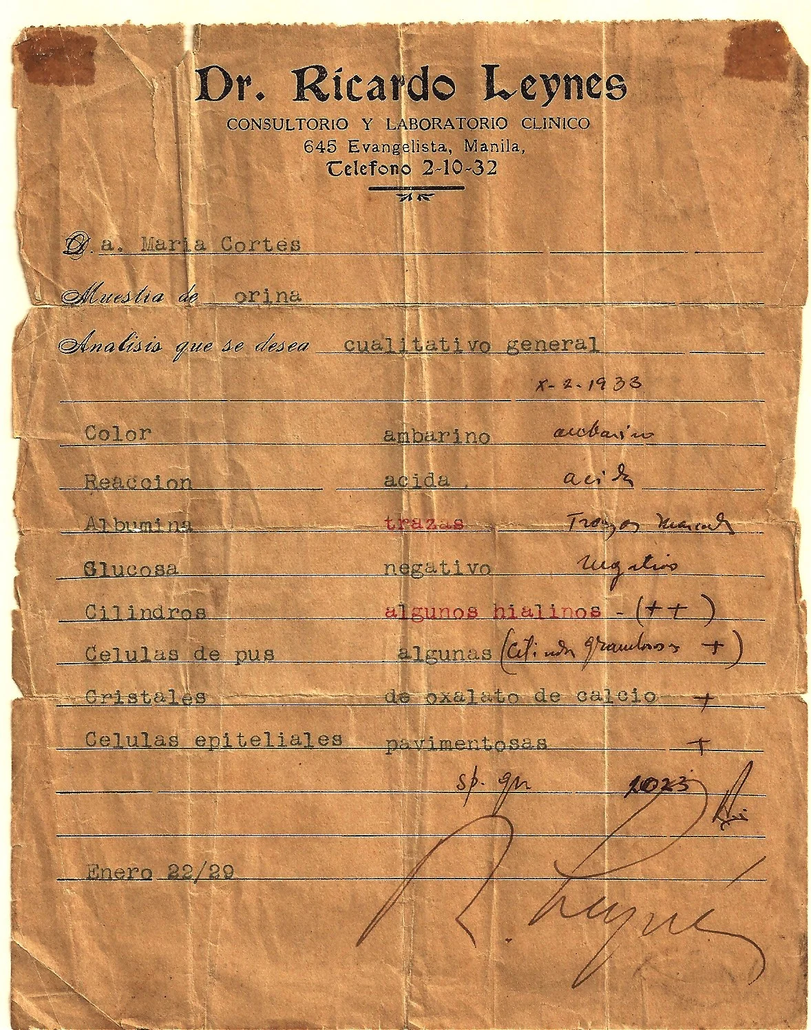 A medical report written by my grandfather to my sister-in-law’s grandmother. Who would have known that the two families would be united by a marriage three generations after? (Photo courtesy of Maripi Leynes)