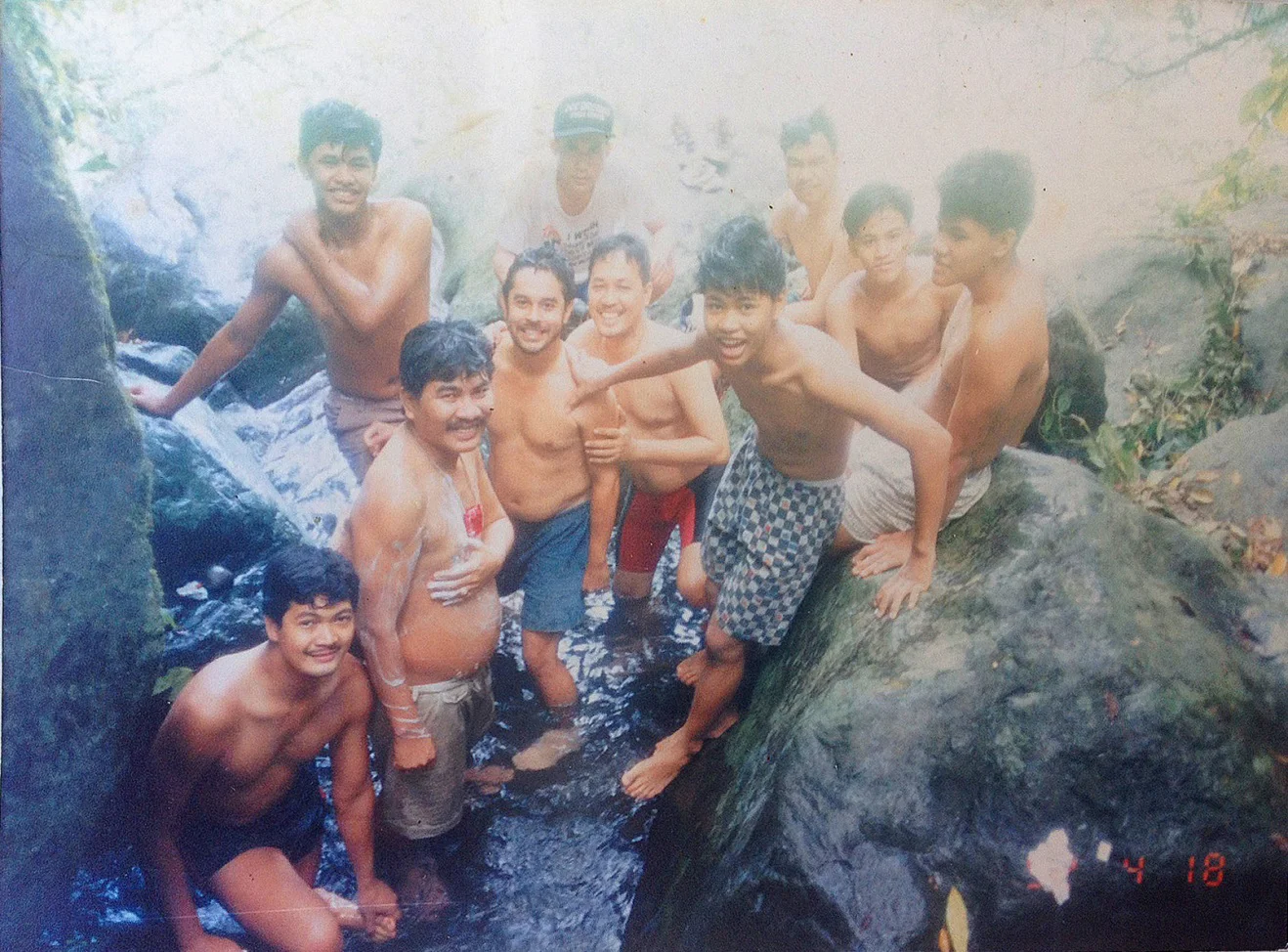 Richie Quirino's guru, Brod Boy (third from left ) and Quirino (fourth from left ) after being initiated into the Egyptian Arcane spiritual practice in Mount Banahaw in May 1992.