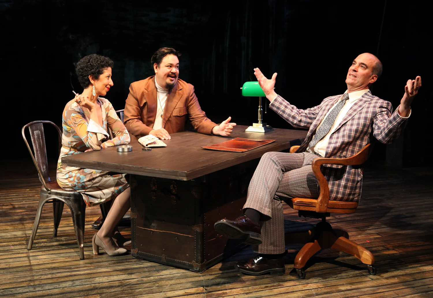(L to R) Sarah Nina Hayon as Milagros, Chuck Lacson as Basilio, and Lawrence Radecker as Rick. (Photo by Jennifer Reiley)