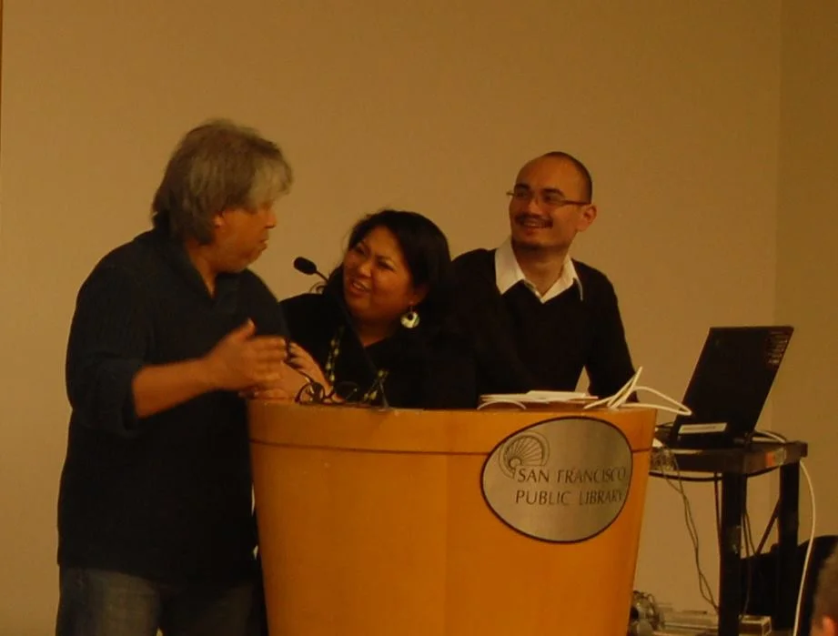 Professor Dan Gonzales, Dawn Mabalon and Mitch Yangzon during the launch of "Filipinos in San Francisco" (Photo by Raymond Virata)